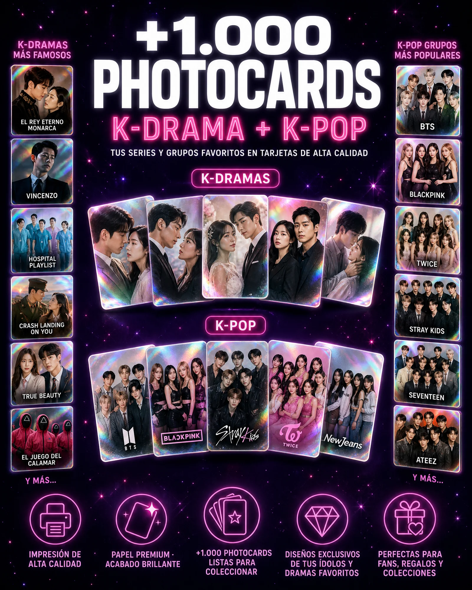 +1000 Photocards K-Pop + K-Drama